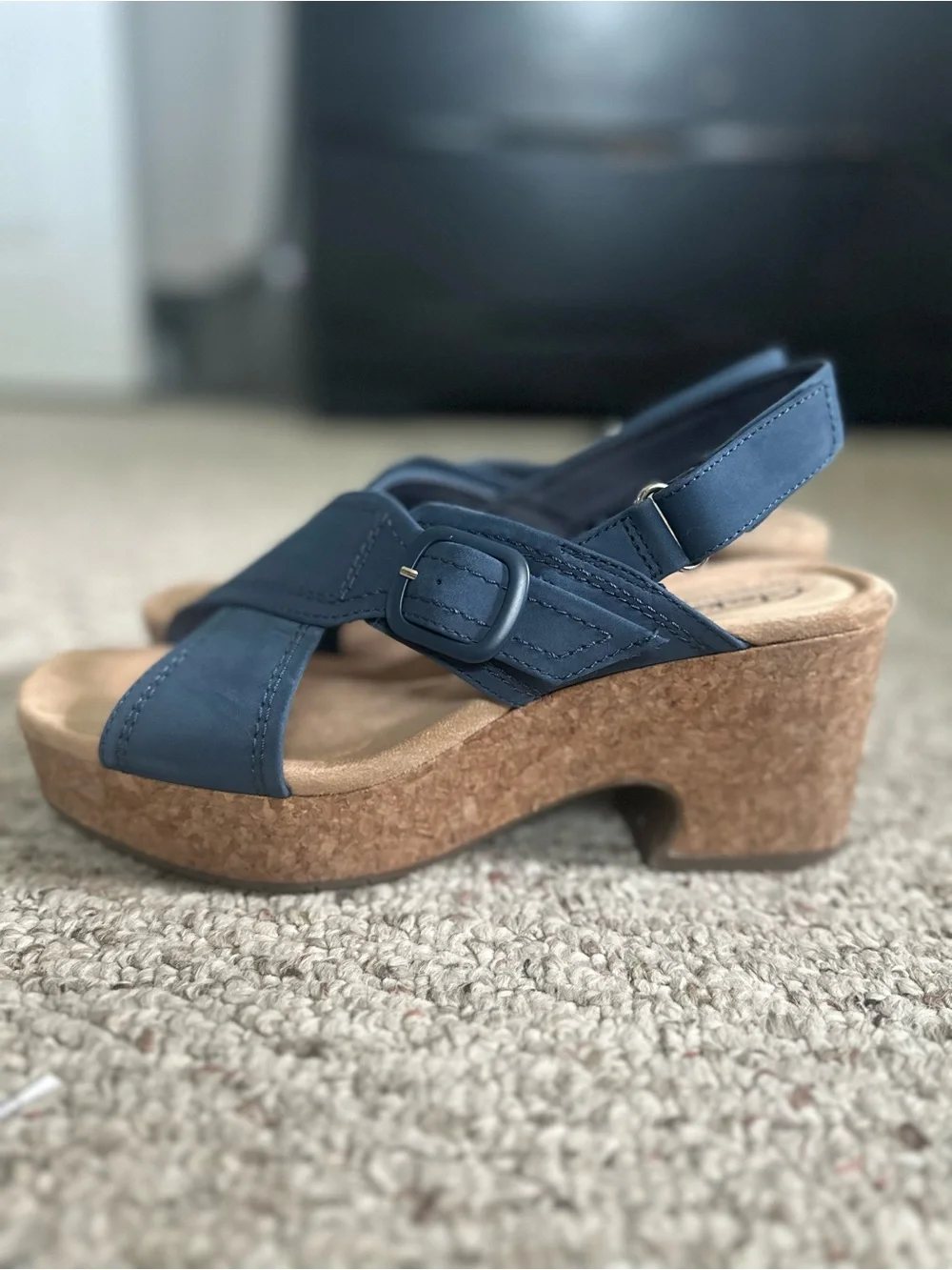 Clarks Platform Sandals Denim Blue Size 9